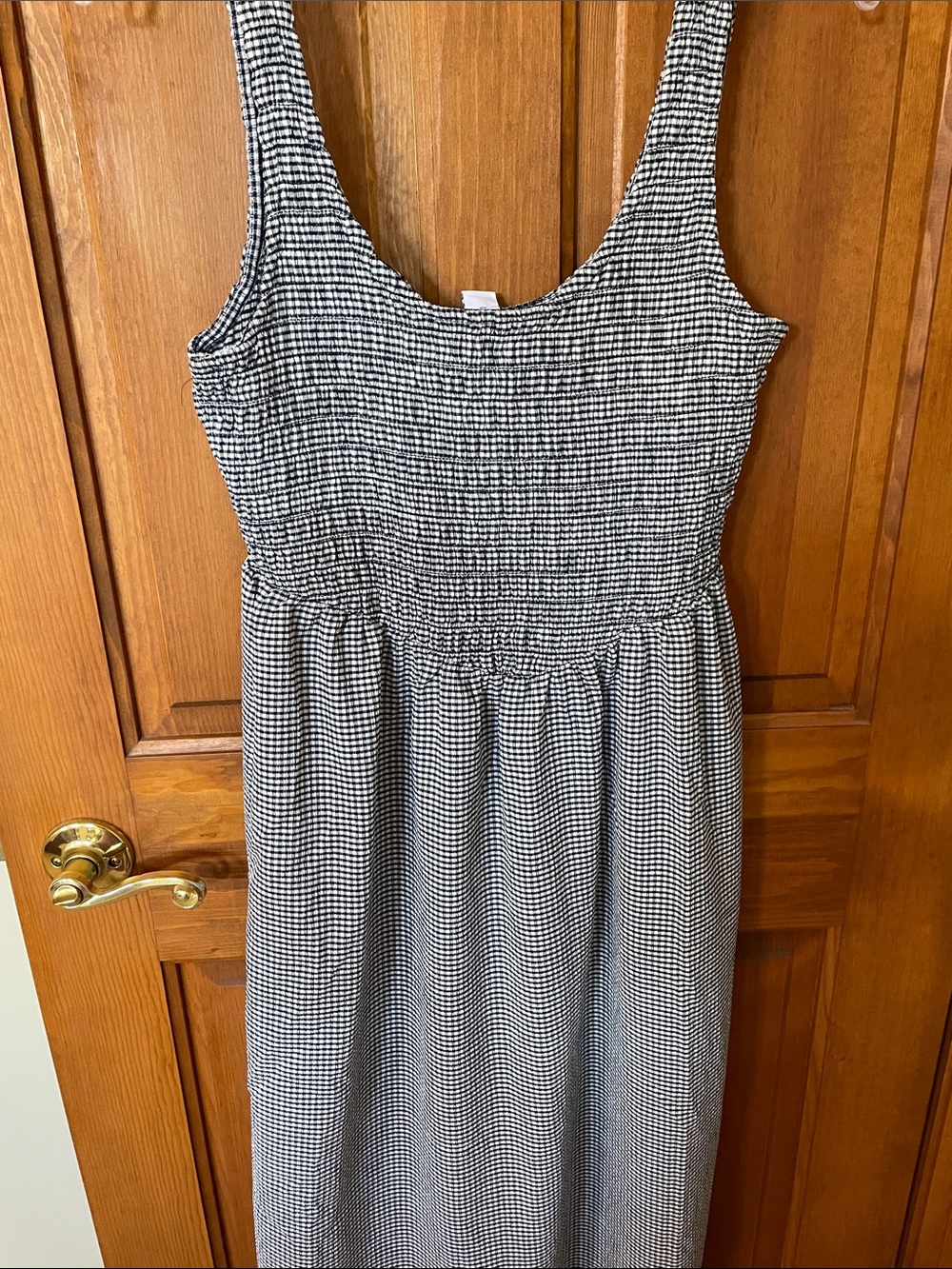Smocked Tank Midi Dress in black/white
